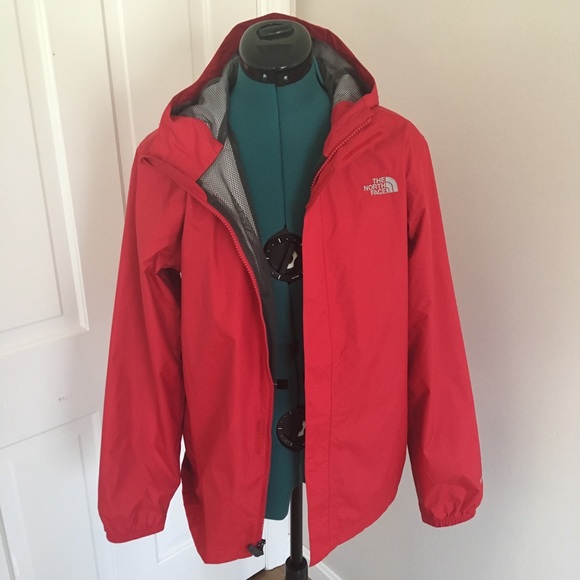 north face red raincoat